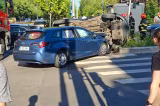 Accident grav în Sectorul 3 din București! Două mașini implicate, una s-a răsturnat la intersecția Liviu Rebreanu cu Ion Agârbiceanu
