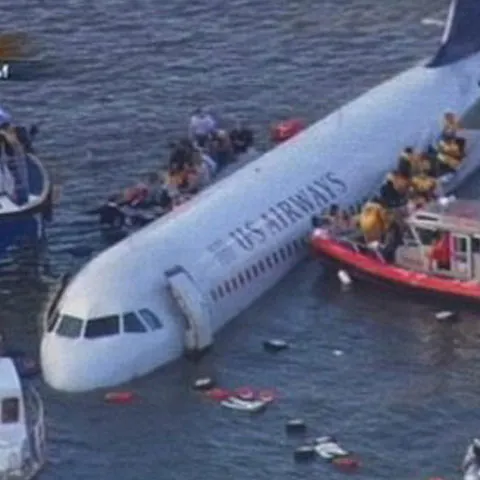 Motoarele avionului Airbus A-320 se află în albia râului Hudson - VEZI GALERIE FOTO ŞI VIDEO