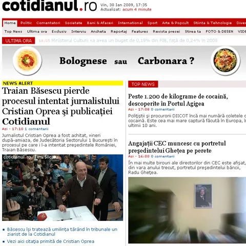 Cotidianul a câştigat procesul intentat de preşedintele Traian Băsescu