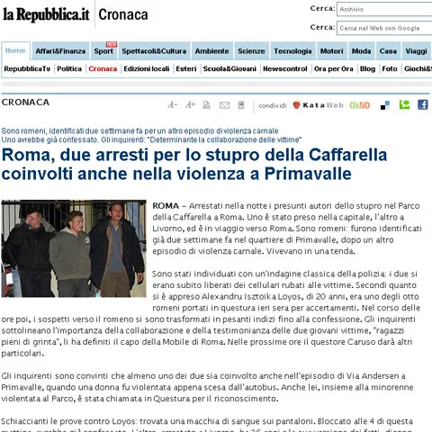 Doi români au fost arestaţi pentru violarea fetei de 14 ani de la Roma
