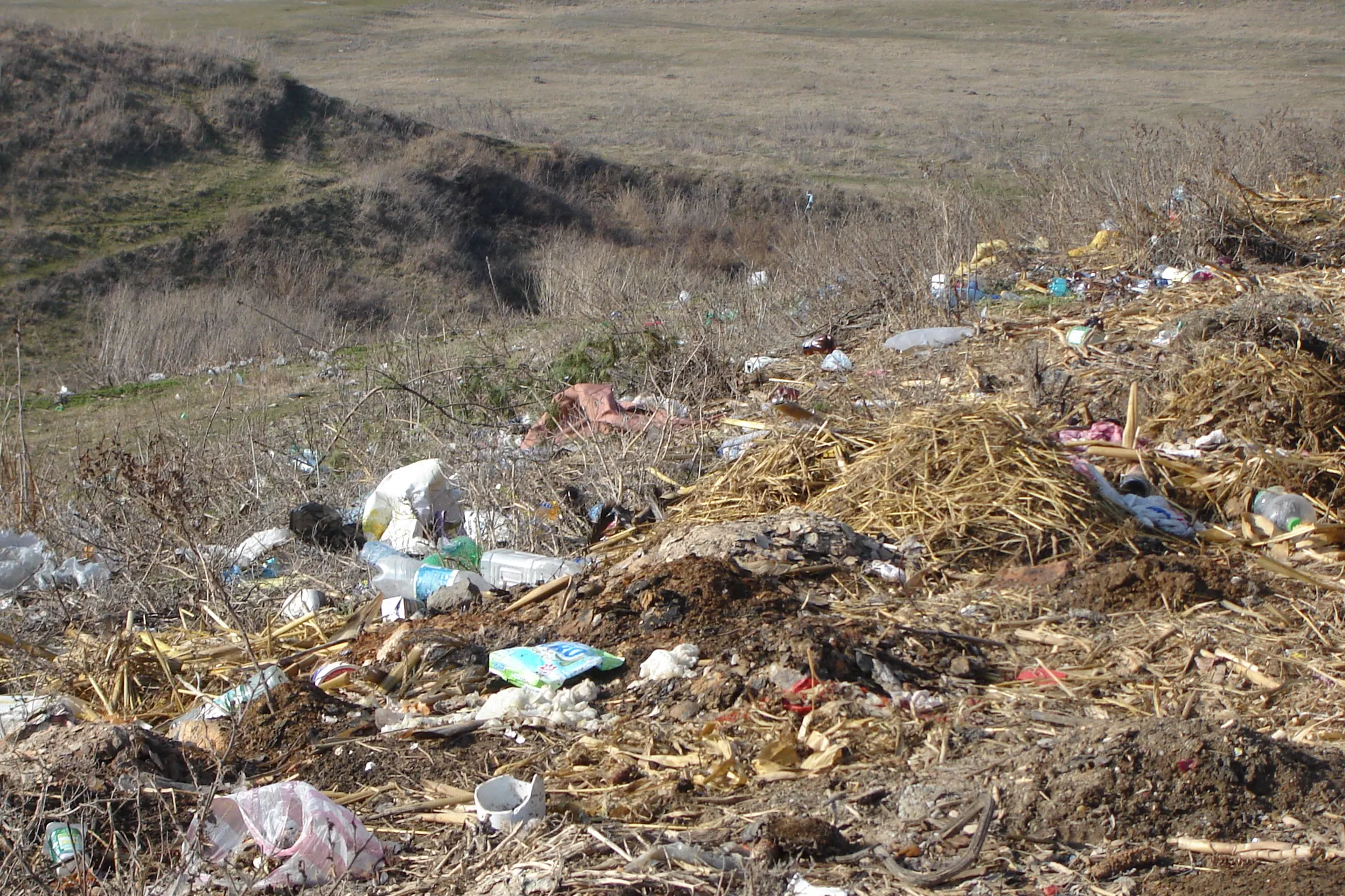 Pe DJ 506, în dreptul comunei Vităneşti, gunoaiele par să-şi fi găsit locul în peisaj