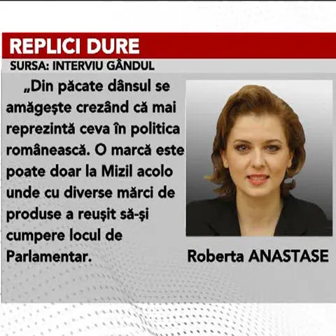Roberta Anastase răspunde atacurilor: Năstase nu mai reprezintă nimic pe scena politică