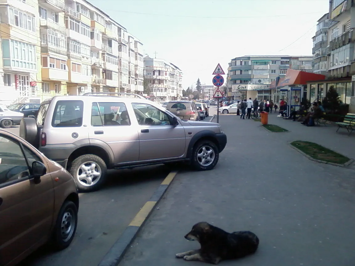 Parcarea pe trotuar în oraşul Tecuci