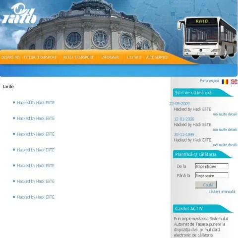 Site-ul RATB a fost atacat de către hackeri - VEZI FOTO