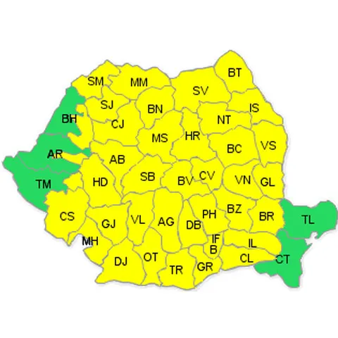 Meteorologii au extins atenţionarea cod galben de ploi şi vijelii pentru aproape toată ţara