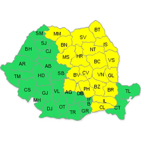 Avertizare meteorologică cod galben de ploi şi vijelii
