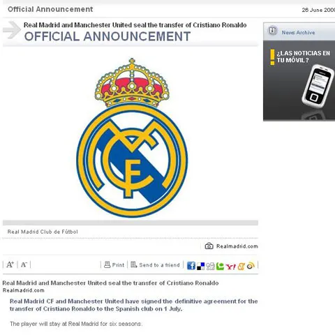 Cristiano Ronaldo a semnat un contract pe 6 ani cu Real Madrid