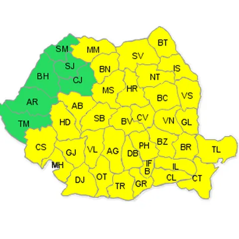 Avertizare cod galben de ploi şi furtuni, emisă de meteorologi