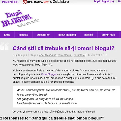 E-România, varianta beta. Duminică seara, la După Bloguri