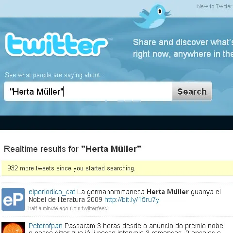 Twitterul, zăpăcit de vestea Nobelului pentru Herta Muller