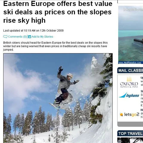 Poiana Braşov este pe locul întâi într-un clasament al staţiunilor realizat de Daily Mail