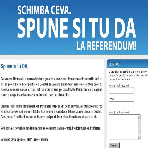 "Dacă nu pot fi mai buni, măcar să îi facem mai puţini", îndeamnă site-ul de promovare a referendumului