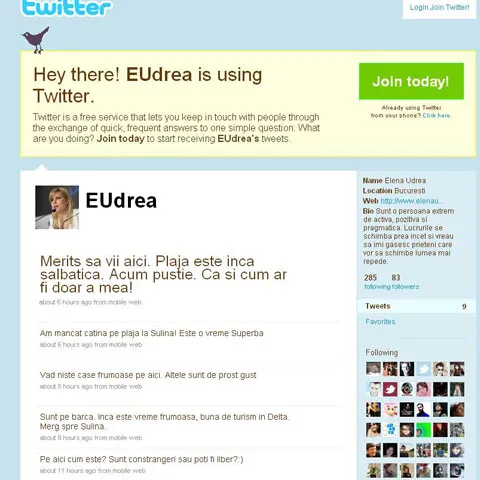 După ce şi-a înnoit site-ul, Elena Udrea şi-a făcut cont pe Twitter