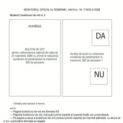 Modelele buletinelor de vot pentru referendum au fost publicate în Monitorul Oficial. VEZI FOTO