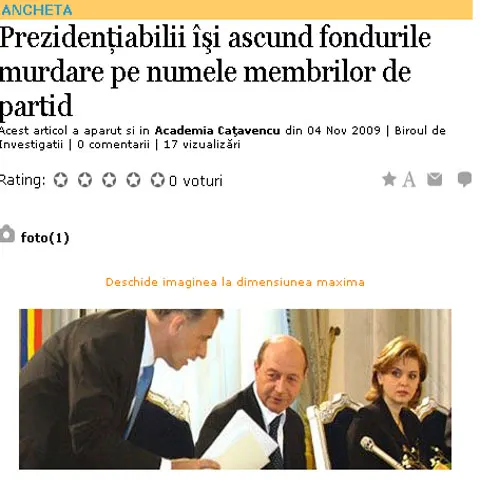 Prezidenţiabilii îşi ascund fondurile murdare pe numele membrilor de partid