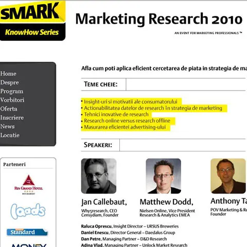 Conferinţa Marketing Research 2010 - singurul eveniment major al anului dedicat cercetării de marketing din România