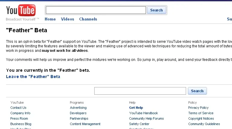 YouTube lansează \"Feather\"