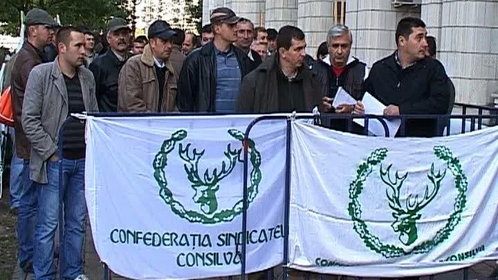 Audieri cu proteste la ușă. Silvicultorii protestează în fața Parlamentului