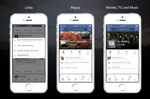 Aplicația de Facebook pentru iOS și Android introduce Save for Later