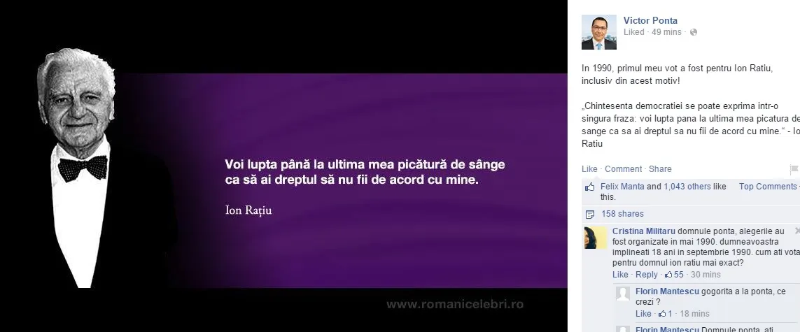 Ponta îl folosește pe ION RAȚIU în campania electorală