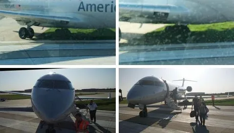 Un avion a ieşit de pe pistă şi a rămas blocat în noroi