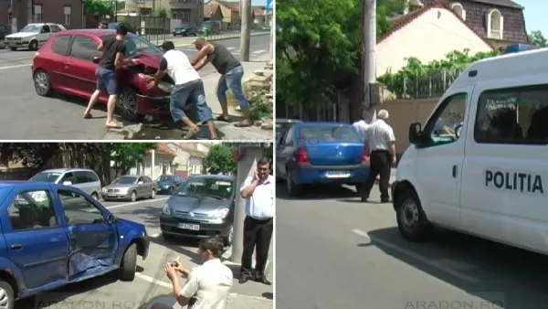 Maşină de poliţie implicată într-un accident rutier