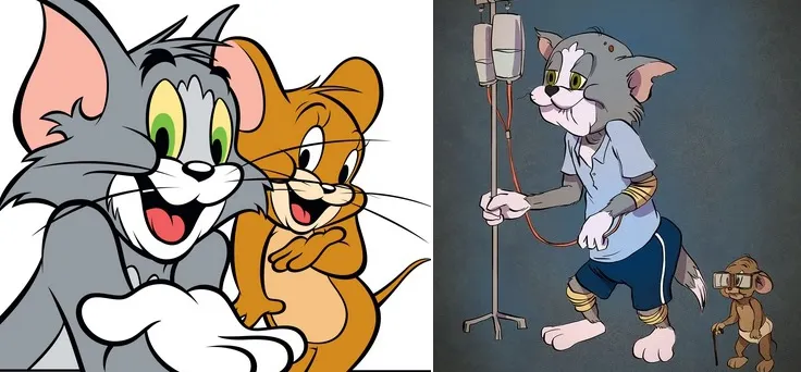 Personajele principale din desenele animate, la bătrâneţe. Dacă şi-ar arăta vârsta...