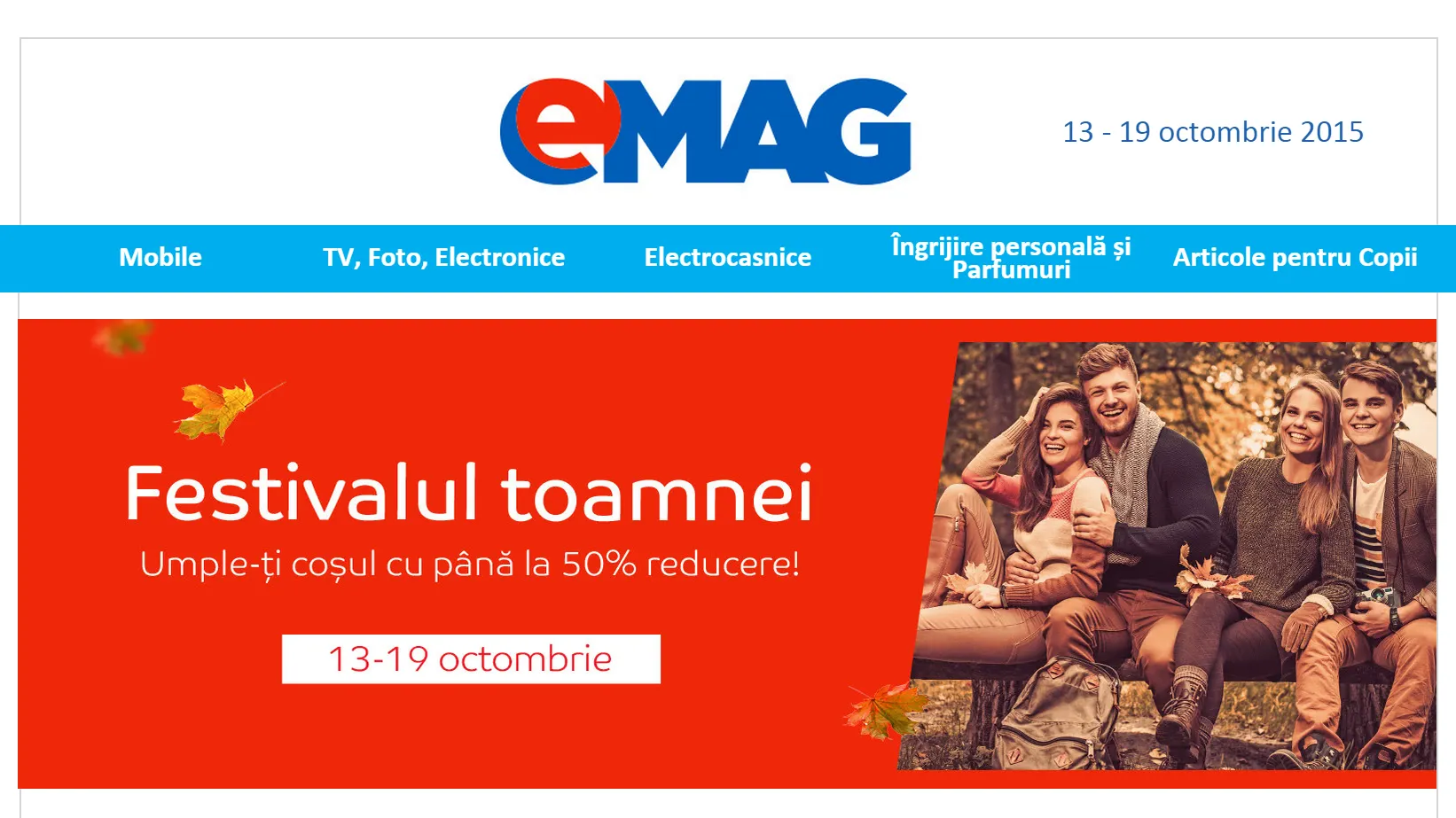 eMAG.ro – Festivalul toamnei – Cele mai bune promoții ale săptămânii aduc 50% discount
