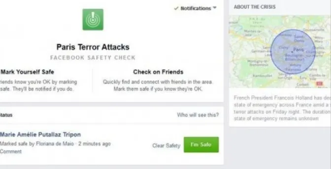 Aplicaţie Facebook după atentatele din Paris. Verifică dacă rudele şi prietenii sunt în siguranță