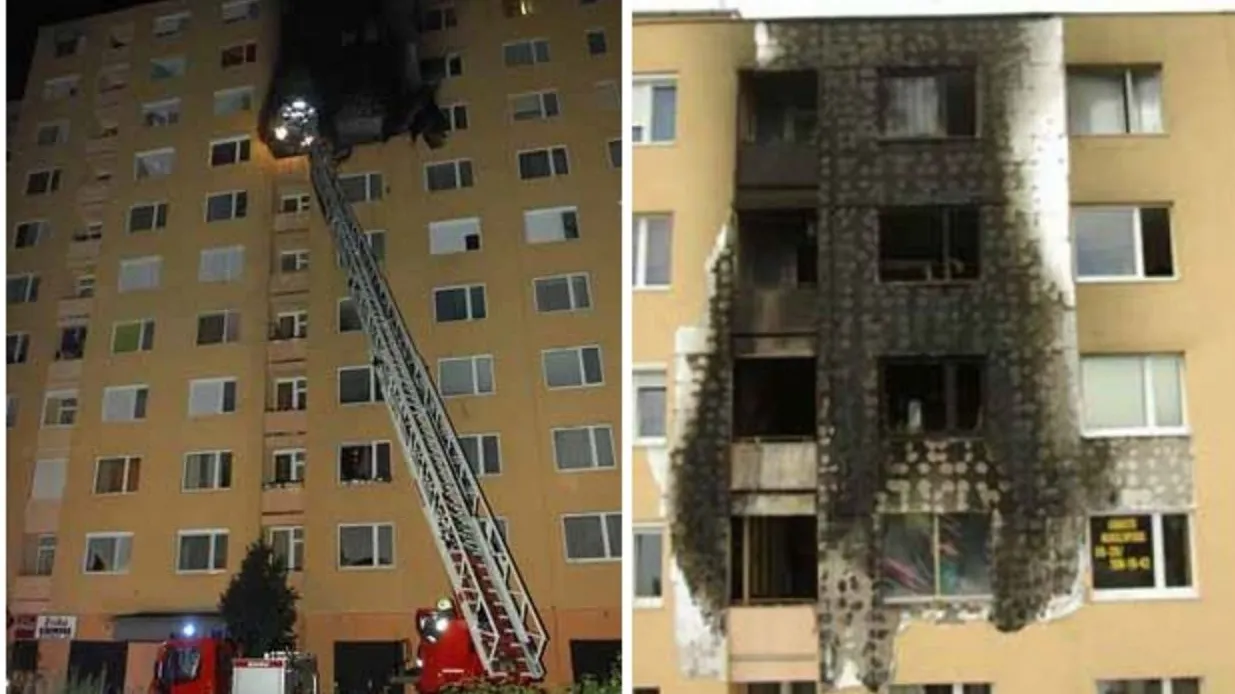 VIDEO Pericolul uriaș care ne pândește chiar în apartamente: uite cum arde un bloc reabilitat termic