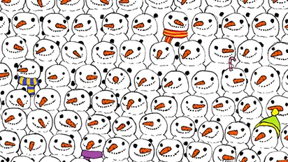 Testul care face senzație pe Internet. Există un urs panda printre oamenii de zăpadă. Îl vezi?
