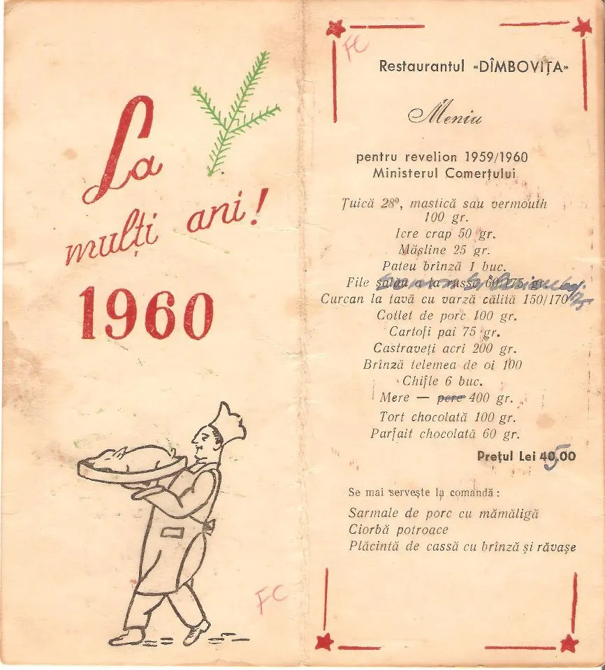 Ce conţineau meniurile de Revelion în perioada comunismului. Ce serveau restaurantele în 1960