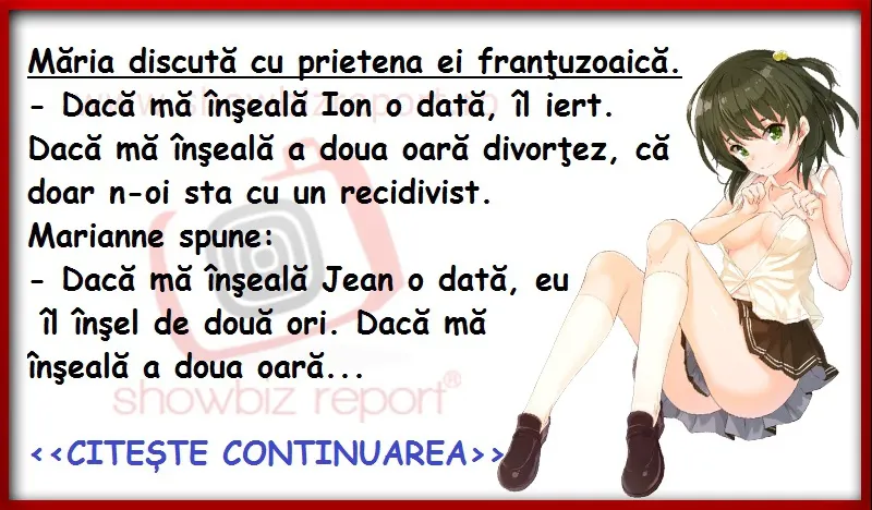 Bancul zilei: Cum îl înșală Maria pe Ion