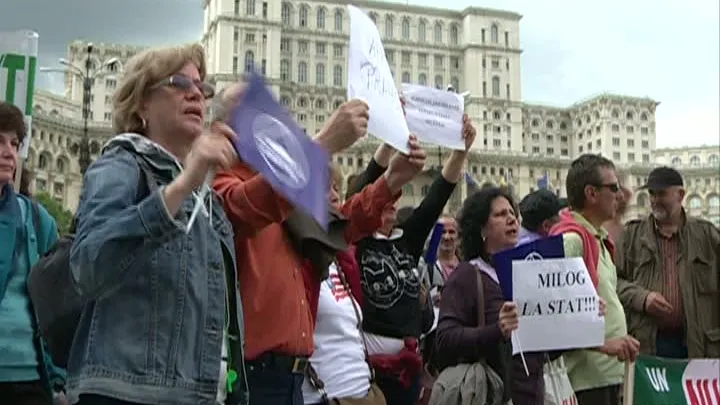 Aproximativ 500 de angajaţi din sectorul protecţiei mediului au ieşit în stradă