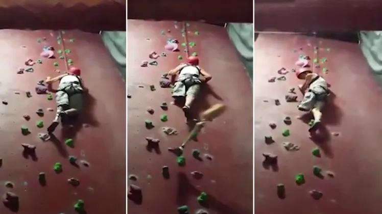 O bătrână și-a pierdut proteza în timp ce se cățăra pe un perete de escaladă. A urmat ceva uimitor