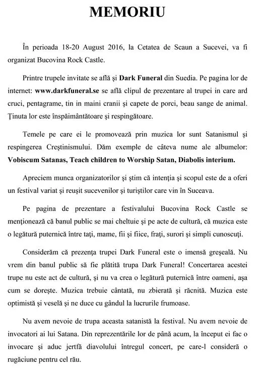 Preoţii cer interzicerea unei trupe din Suedia la Bucovina Rock Castle pentru că ar fi "satanişti"