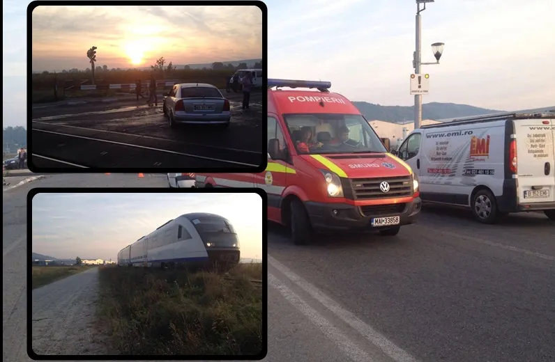 Accident de tren la Mioveni. Trei persoane, rănite. Şoferul a scăpat cu viaţă, ca prin minune