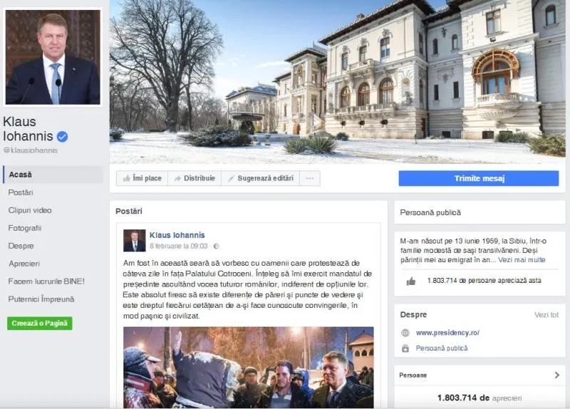 Klaus Iohannis, număr record de creşteri pe Facebook, după atacul la adresa PSD
