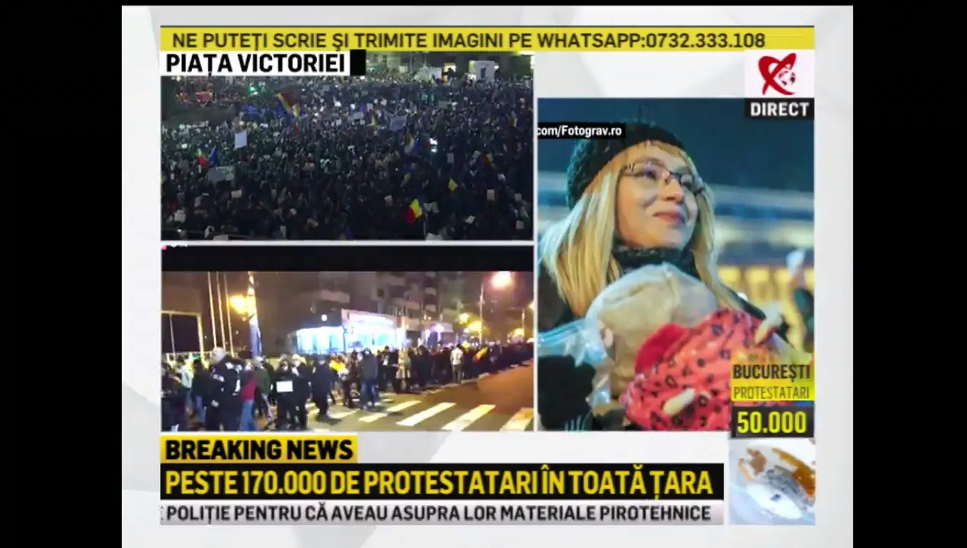 Filmul protestelor de vineri seară: Cuvântul cheie în Piaţa Victoriei a fost ,,SOLIDARITATE"