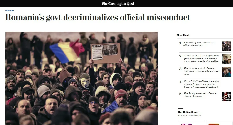 Ce scrie Washington Post despre protestele din România