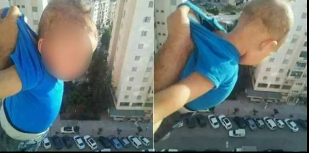 Tatăl care a şocat lumea - şi-a ţinut bebeluşul atârnat de la etajul 15, pentru LIKE-uri!