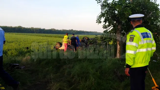 Accident grav, lângă Buzău. Un bărbat a murit carbonizat în mașină