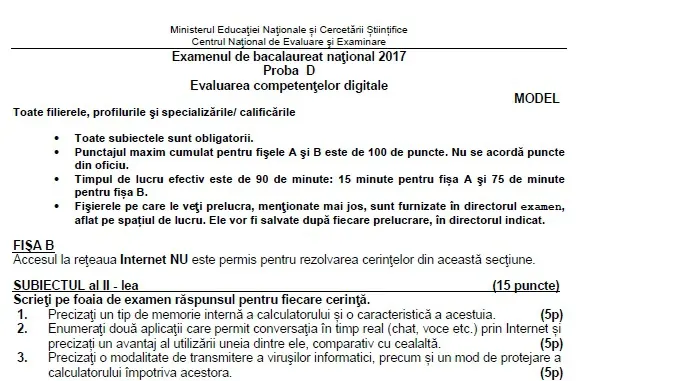 Competenţe digitale 2017. Elevii susţin proba de competenţe digitale. Subiecte şi rezultate