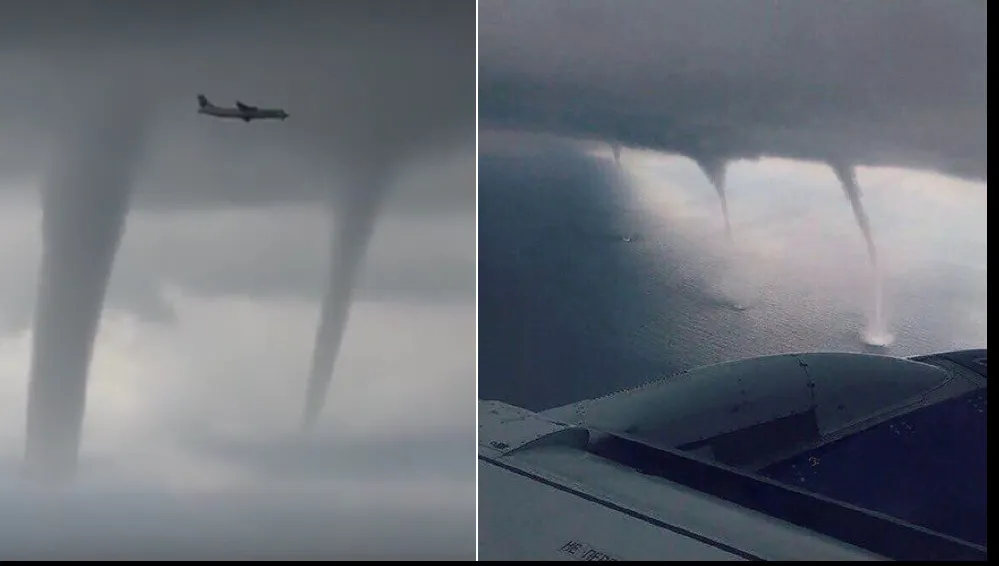 Cea mai PERICULOASĂ aterizare: un avion a trecut prin 3 TORNADE, la Marea Neagră - VIDEO