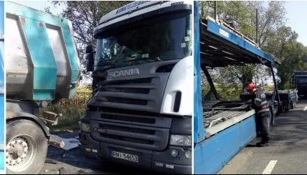Accident șocant pe drumul dintre Arad și Oradea între trei TIR-uri