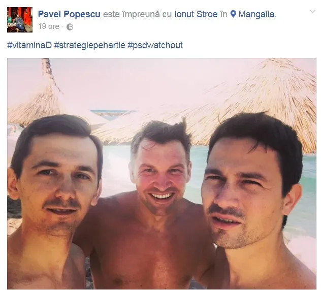 Opoziţia la PNL: Trei parlamentari bronzaţi, la bustul gol, işi fac poză şi avertizează:#psdwatchout