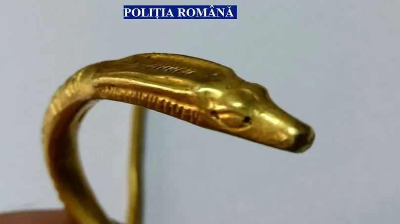 Descoperire istorică majoră, în jud. Olt. Brăţara dacică, piesă UNICAT, recuperată de poliţişti