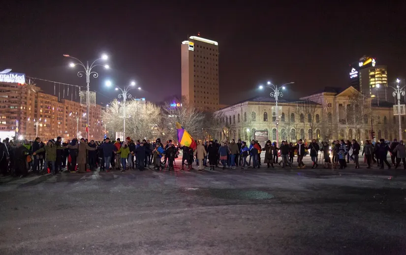 Protest în Piața Victoriei, de ziua Micii Unirii