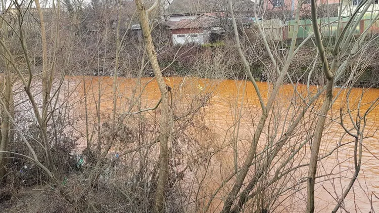 Apele unui râu din România s-au colorat peste noapte în PORTOCALIU. Hidrologii, uimiți