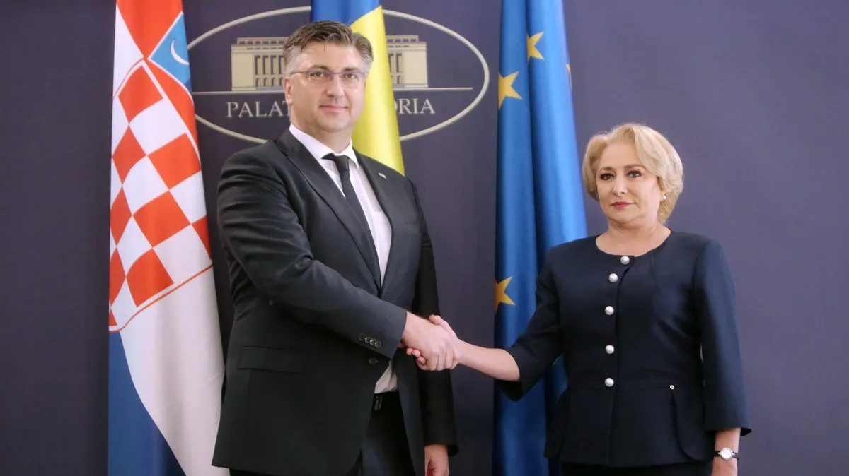 Toate gafele Vioricăi Dăncilă de la primirea premierului croat: limbaj, protocol. "Make a photo?"
